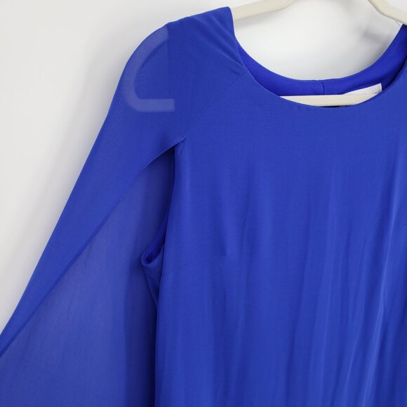 Joseph Ribkoff Chiffon Cape Cocktail Dress 12 Sheath Cobalt Blue NEW - Picture 10 of 14